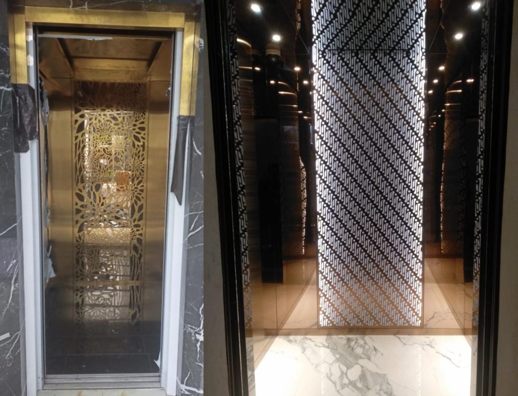 Harga jasa interior lift pembuatan ornamen ruangan lift 
