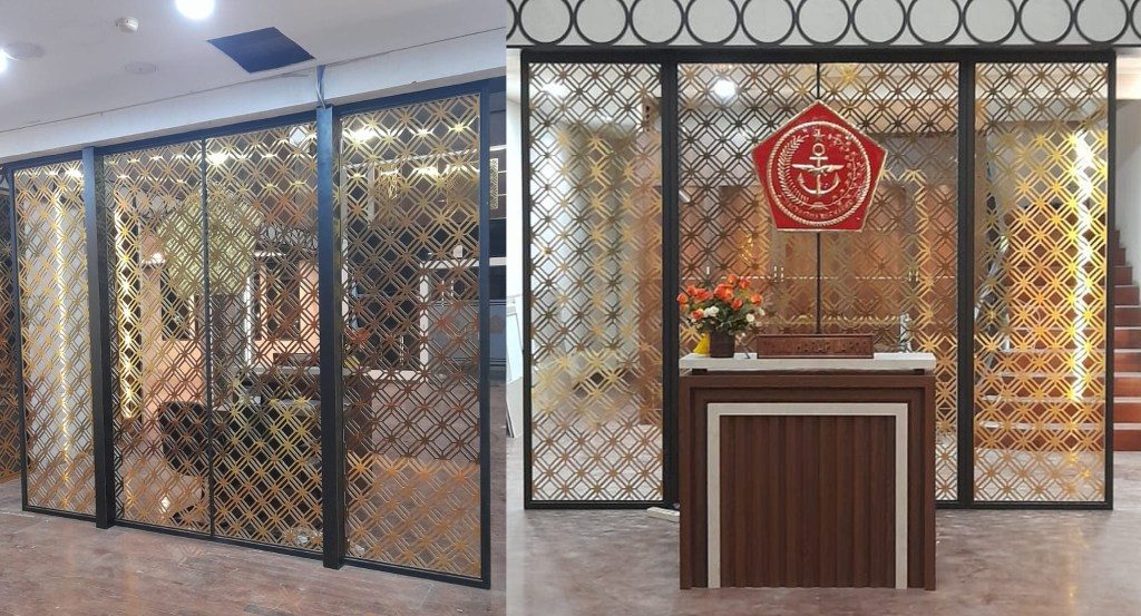 Harga Partisi Sekat Ruangan ACP Motif Batik Laser Cutting